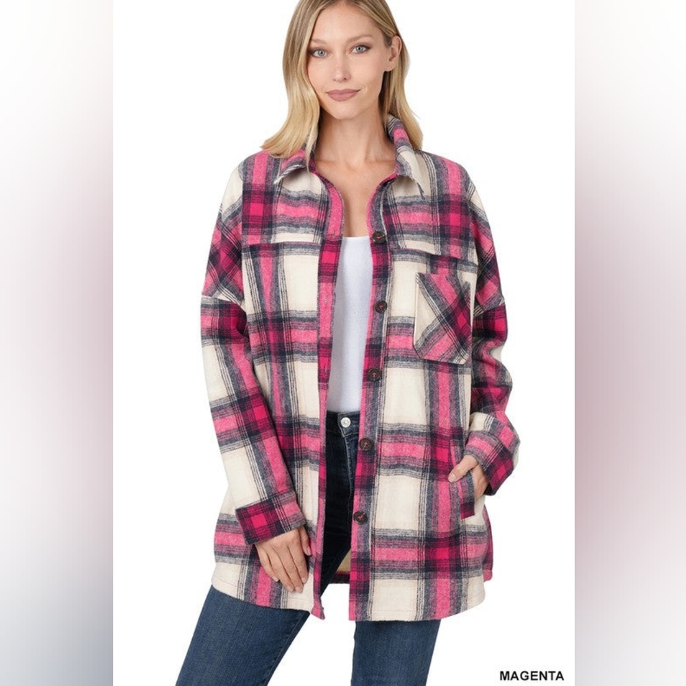 Zenana Oversized Shacket Plus Size - image 1